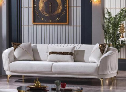 White stainless steel three-seater living room furniture upholstered sofas luxury furniture sofa velvet