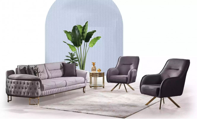 Design armchair upholstery living room wood modern luxury brown lounge