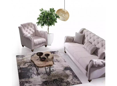 Classic Living Room Set 3+1 Couch Seating Sofa Upholstery New Beige