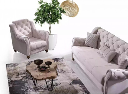 Classic Living Room Set 3+1 Couch Seating Sofa Upholstery New Beige