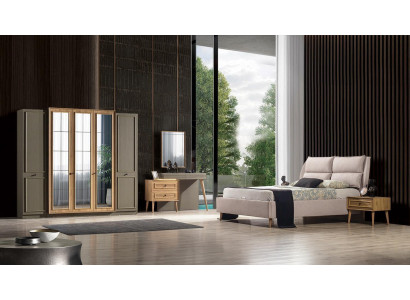 7-piece bedroom set bed + 2x nightstands + wardrobe + dressing table + mirror