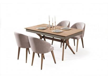 Luxury dining room set dining table 4x chairs textile dining group modern ensemble new