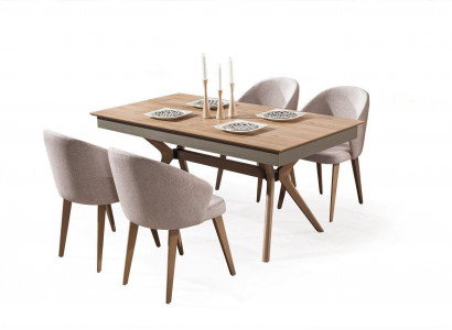 Luxury dining room set dining table 4x chairs textile dining group modern ensemble new