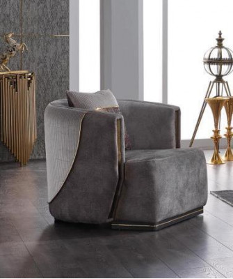 Gray sofa set 3+1 seater with stainless steel couch sofa upholstery set 2-piece