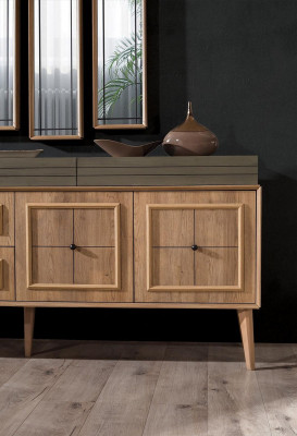 Luxury sideboard with 3x mirror wooden cabinet chest wardrobe wood brown