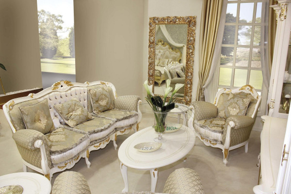 Classic Baroque Rococo Three-Seater Sofa 3-Seater Couch Upholstered Sofas Couches