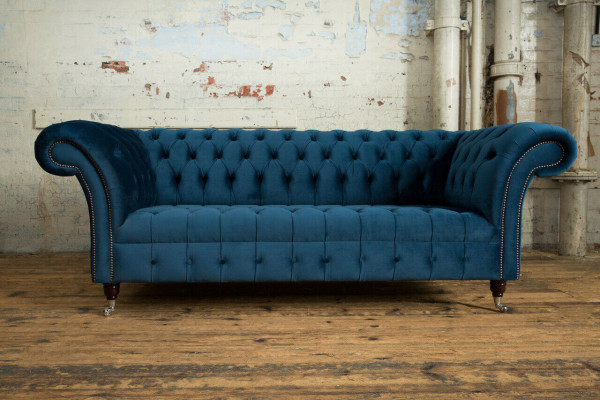 Chesterfield 3-seater upholstered couch leather fabric sofa couches textile modern style