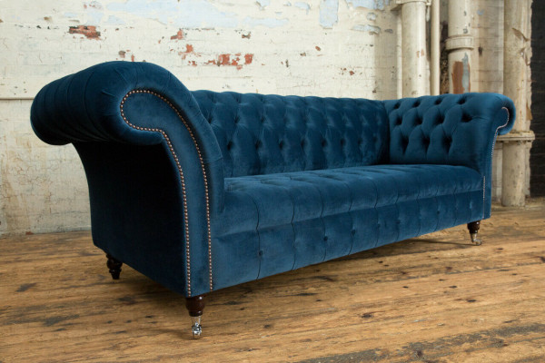 Chesterfield 3-seater upholstered couch leather fabric sofa couches textile modern style