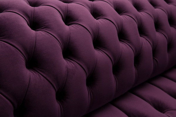 Chesterfield Original Sofa Couch Fabric Sofas Cloth Purple 225cm Couches