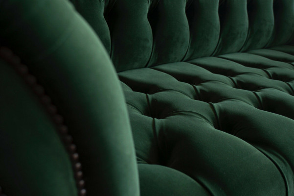 Classic Chesterfield Design Couch 3-seater Sofa Velvet Leather big green new