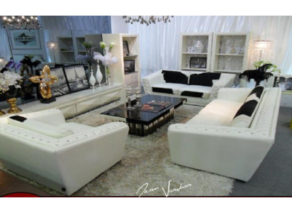 Chesterfield Sofa Set 3+2+1 Seater Armchair Sofa Leather with Pony Skin