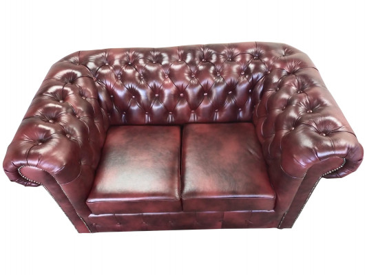 Sofa Chesterfield 2-Seater Leather Lounge Couches Sofas Brown Modern