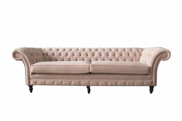 Modern Chesterfield 4-seater design sofa pink upholstery sofas fabric textile