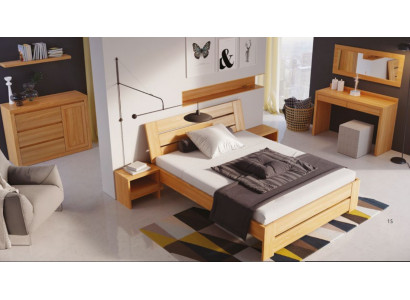 Bedroom set 5-piece. Bed 2x Nightstand + Dressing Table Mirror Solid Wood Furniture New