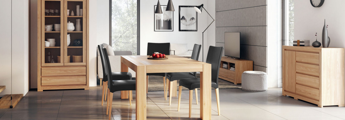 Dining set real wood solid wood table + 6 chairs dining ensemble solid wood