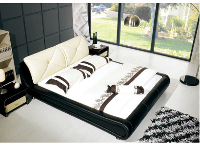 Leather bed upholstery luxury design double hotel wood beds sleep room