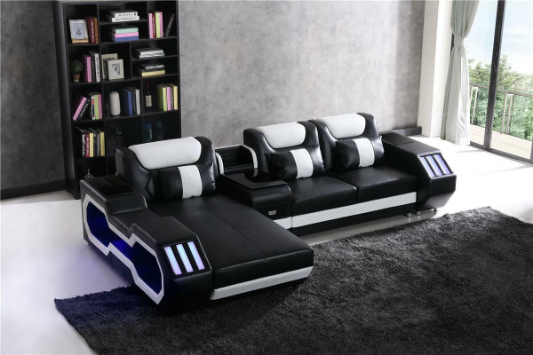 Sofa LED illuminated corner sofa living room leather couch seat cushion