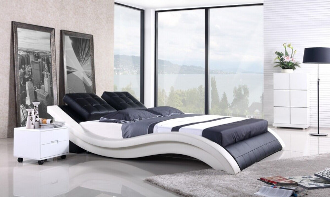 Design beds double hotel frame sleep room leather luxury modern