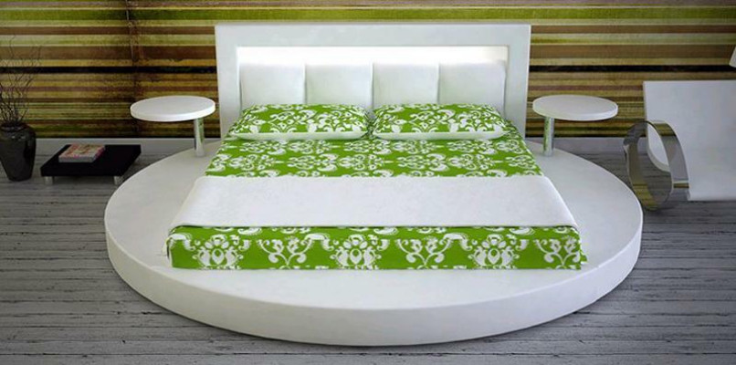 Round bed design, upholstered beds, upholstered round bed, round