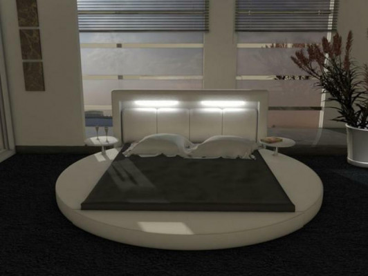 Round bed design, upholstered beds, upholstered round bed, round