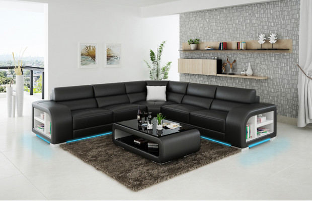 Leather sofa couch living landscape decor modern corner sectional design set