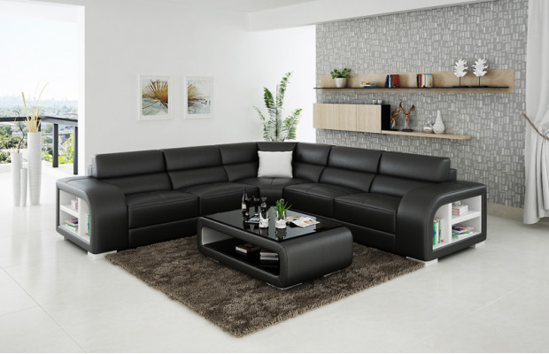 Leather sofa couch living landscape decor modern corner sectional design set