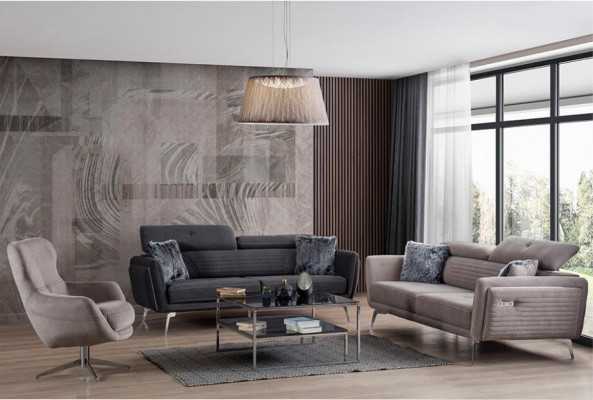 Sofa Set Couch Upholstery Furniture Fabric Sofa Couches 3+3+1 Gray Group