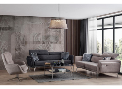 Sofa Set Couch Upholstery Furniture Fabric Sofa Couches 3+3+1 Gray Group