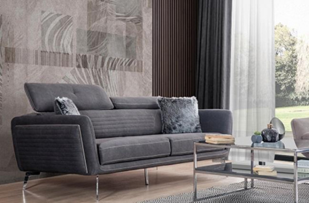 Sofa Set Couch Upholstery Furniture Fabric Sofa Couches 3+3+1 Gray Group