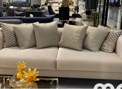 Design Textile 3-Seater White Elegant Modern Sofa Upholstery Couch New Living Room