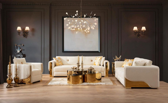 Three-seater couch, upholstered design sofa, modern 3-seater sofas, living room furniture, new