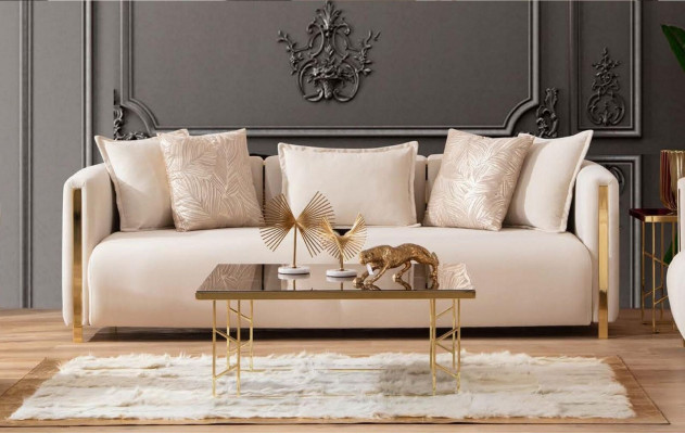 Three-seater sofas upholstered luxury furniture modern sofa 3-seater textile couch 245cm