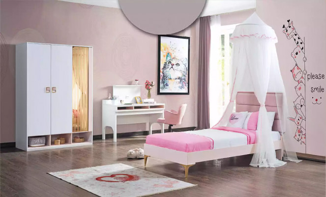 Children's bed bedroom design luxury pink furniture wood youth room