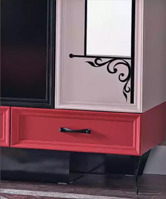Kids' bedroom red black classic complete room wardrobe bed