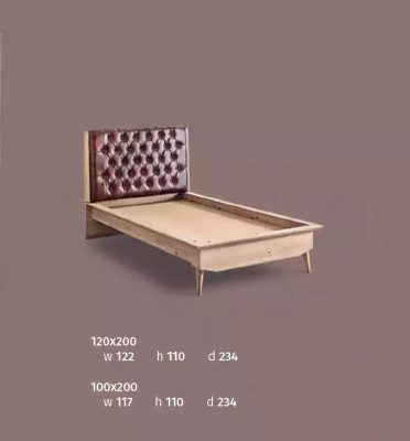 Loft Bed Wood Chesterfield 100x200cm Bed Frame Upholstered Headboard