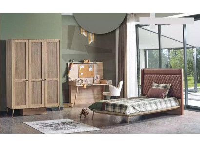 Luxury children's room Chesterfield bed, desk, wardrobe 3-piece set