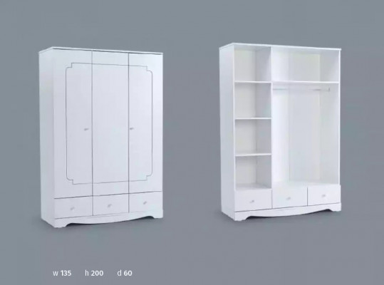 Infant room children's room bed white bedroom baby wardrobe dresser 3-piece set.