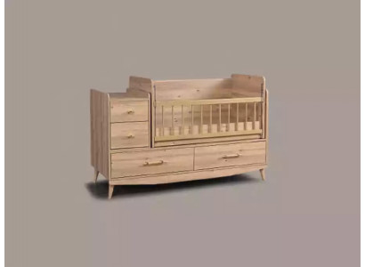 Baby crib infant bed toddler wooden bed brown with shelves