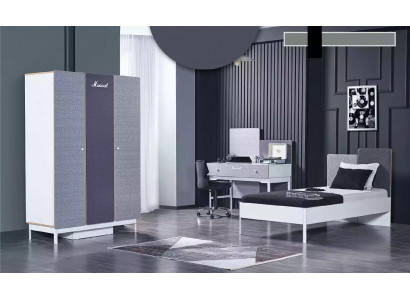 Children's room bedroom bed youth room table wardrobe furniture 3-piece set.