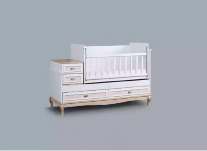 Baby crib children's bed with drawer white in modern children's room