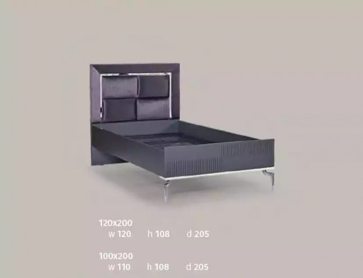 Bed Loft Wood Black Design 120x200cm Bed Frame Upholstered