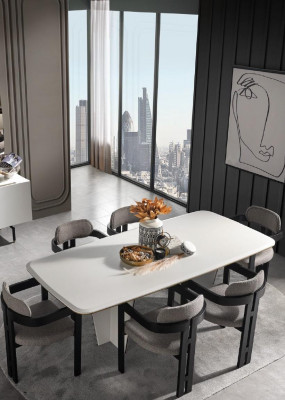Dining set dining group dining room dining table luxury chairs dining corner 7-piece white
