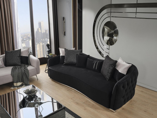Four-seater sofa 4 seater sofas modern design fabric polyester black