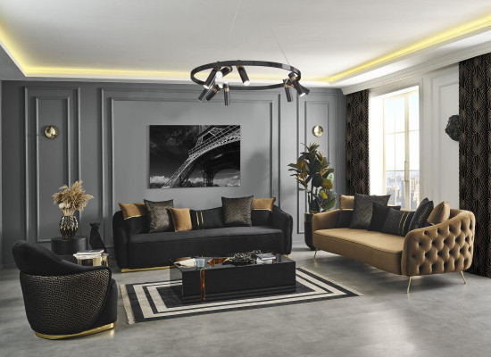Modern design Chesterfield four-seater sofa 4-seater sofas fabric polyester blue new