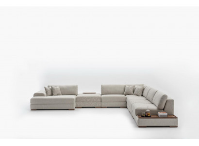 Corner Sofa U-Shape Furniture Living Area Design Gray Upholstered Sofa Corner Suite