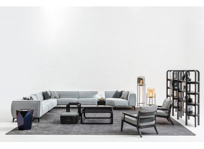 Sectional Sofa Upholstered Furniture U-Shaped Living Landscape with Armchair Grey Sofas