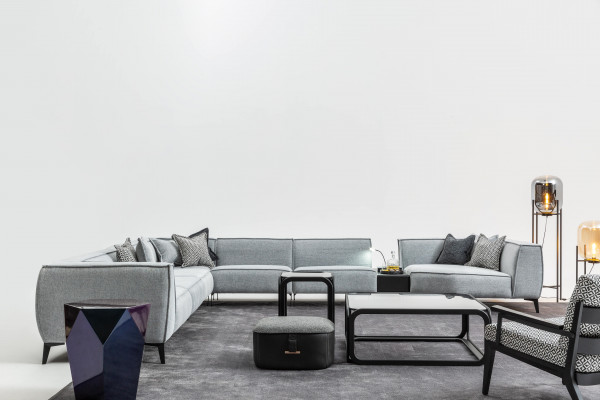Sectional Sofa Upholstered Furniture U-Shaped Living Landscape with Armchair Grey Sofas