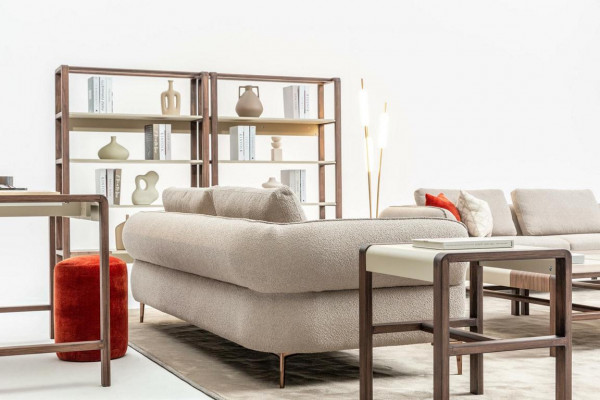 Sectional sofa U-shape beige luxury living room modern upholstered sofa new