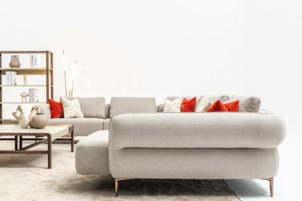 Sectional sofa U-shape beige luxury living room modern upholstered sofa new
