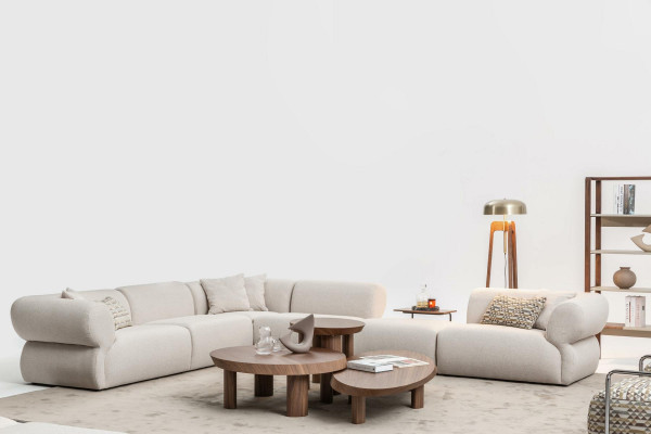 Cozy corner sofa L-shape beige upholstered sofa living landscape couch new